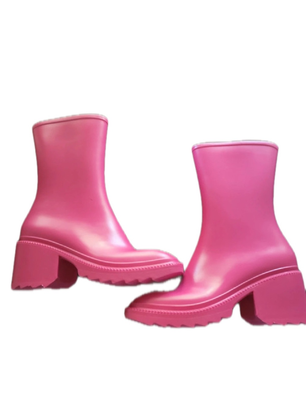Women’s Hot Pink Chunky Heel Rain Boots